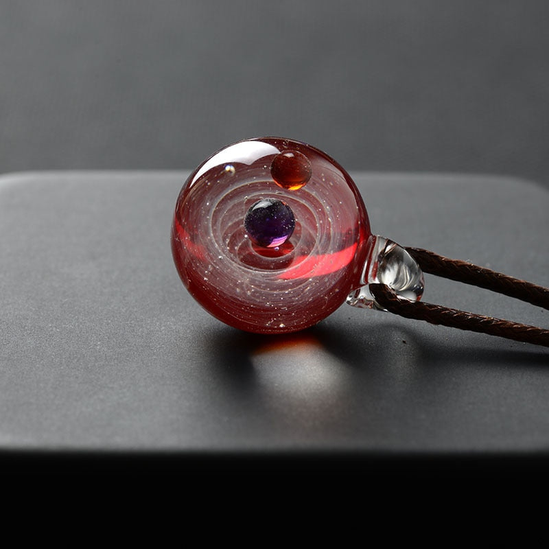 Universe Glass Bead Pendant Necklace for Women