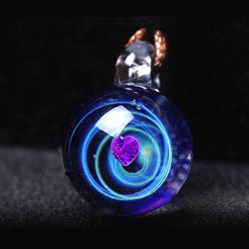 Universe Glass Bead Pendant Necklace for Women
