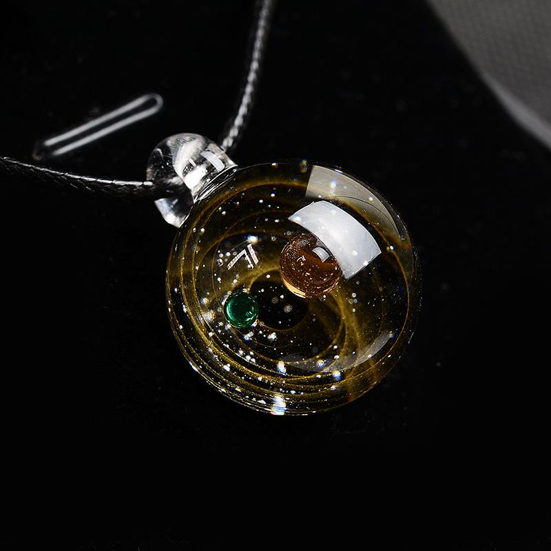 Universe Glass Bead Pendant Necklace for Women