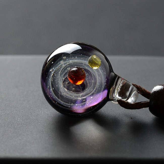 Universe Glass Bead Pendant Necklace for Women