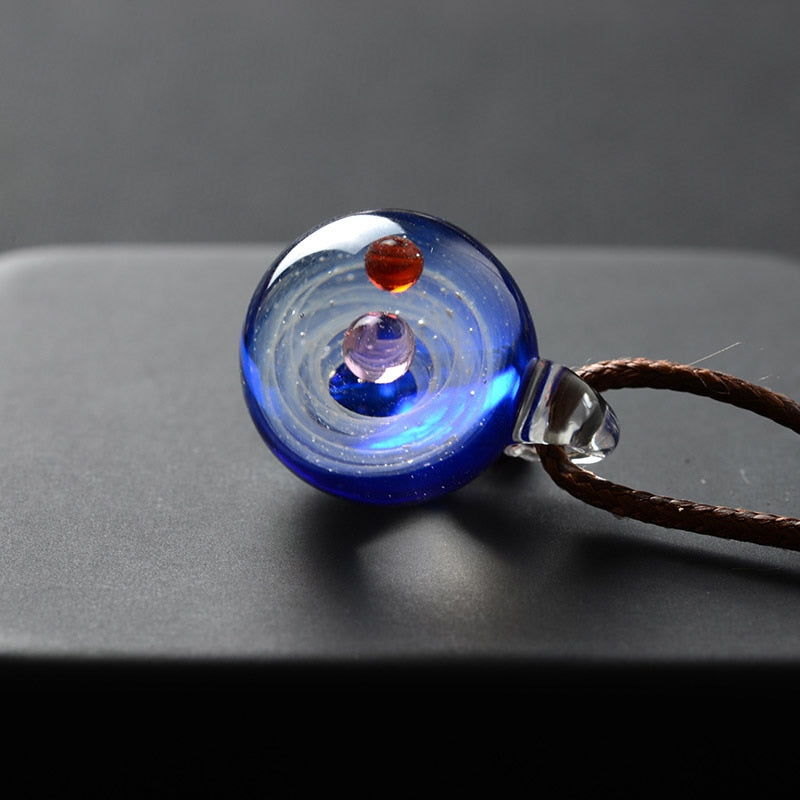 Universe Glass Bead Pendant Necklace for Women