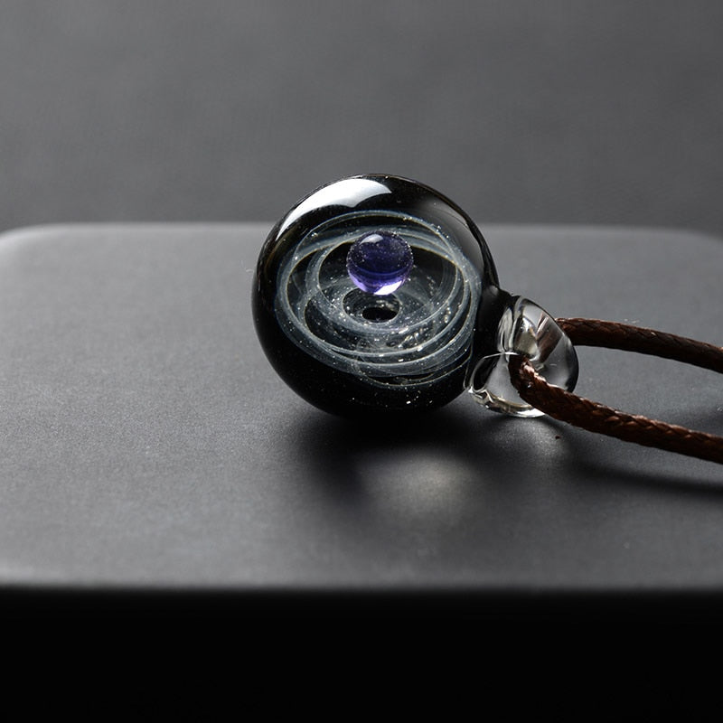 Universe Glass Bead Pendant Necklace for Women