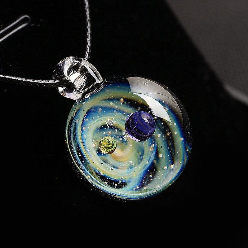 Universe Glass Bead Pendant Necklace for Women