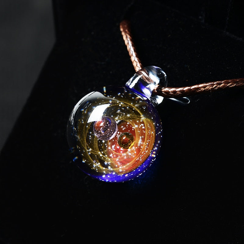 Universe Glass Bead Pendant Necklace for Women