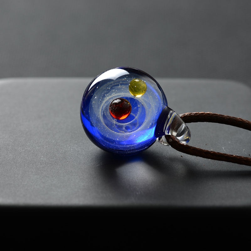 Universe Glass Bead Pendant Necklace for Women
