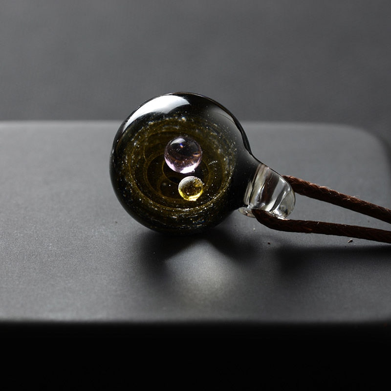 Universe Glass Bead Pendant Necklace for Women