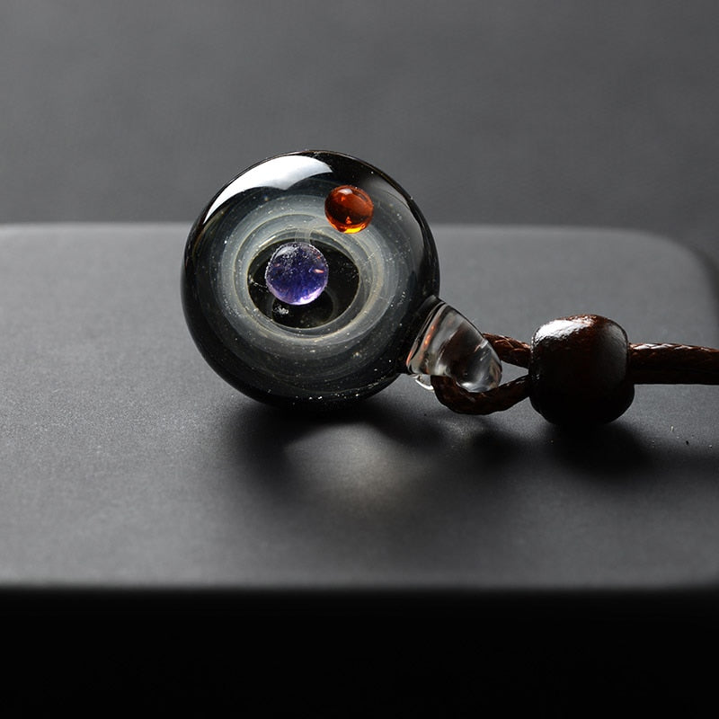 Universe Glass Bead Pendant Necklace for Women