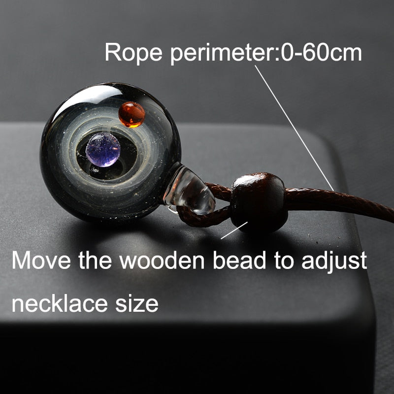 Universe Glass Bead Pendant Necklace for Women