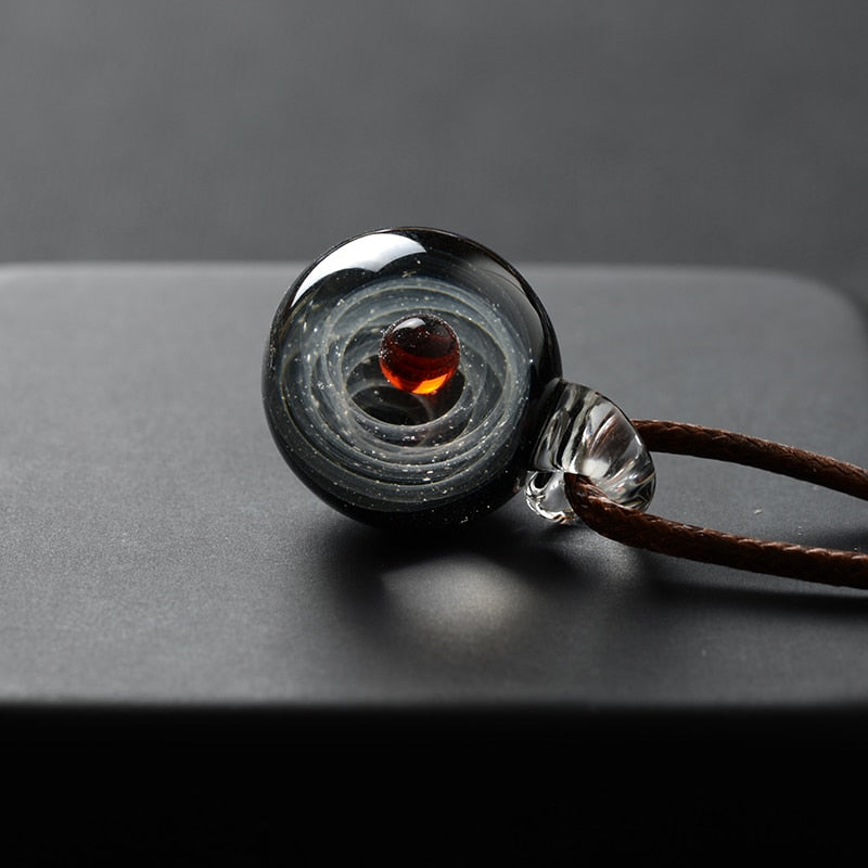 Universe Glass Bead Pendant Necklace for Women