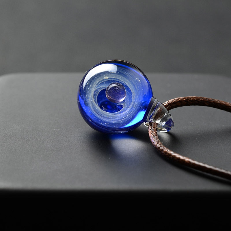 Universe Glass Bead Pendant Necklace for Women