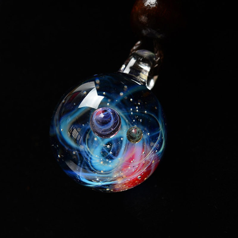 Universe Glass Bead Pendant Necklace for Women
