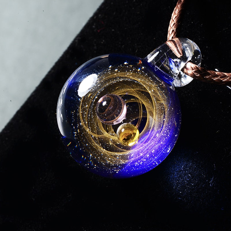 Universe Glass Bead Pendant Necklace for Women