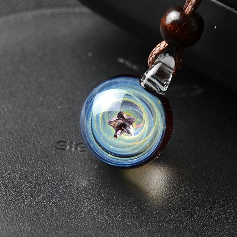 Universe Glass Bead Pendant Necklace for Women