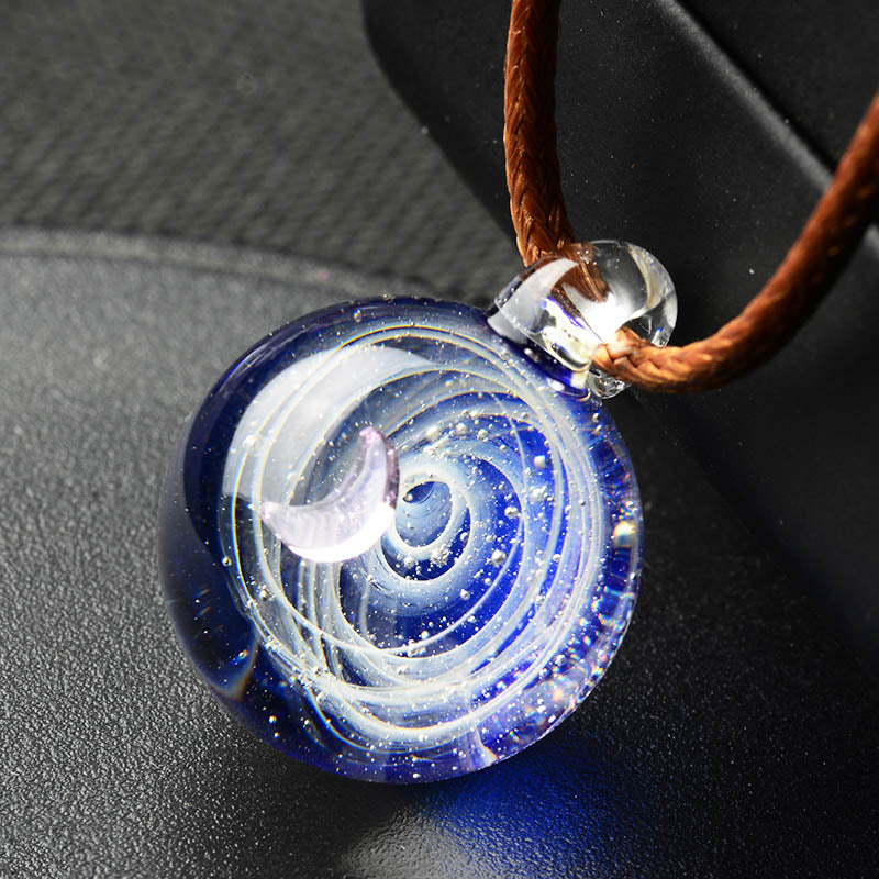 Universe Glass Bead Pendant Necklace for Women